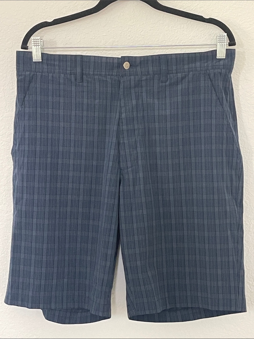FootJoy Men’s Plaid Golf Shorts Gray Blue Performance Stretch Size 34